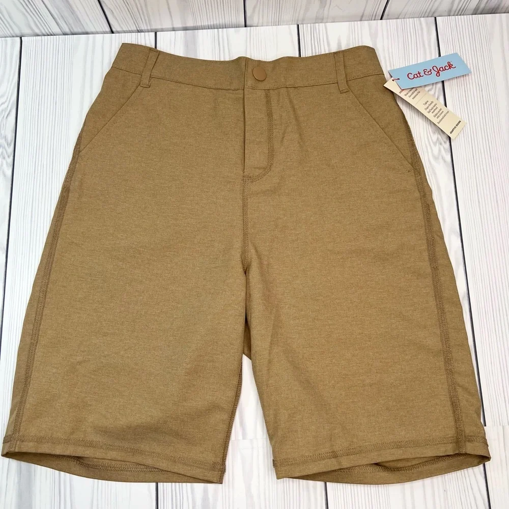 Boys' Adaptive Dry Fit Shorts - Cat & Jack-Heathered Brown